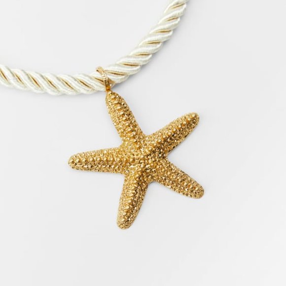 ZARA NEW WOMAN SS23 GOLDEN SEA STAR ROPE SUMMER BEACH‎ NECKLACE - Picture 3 of 4